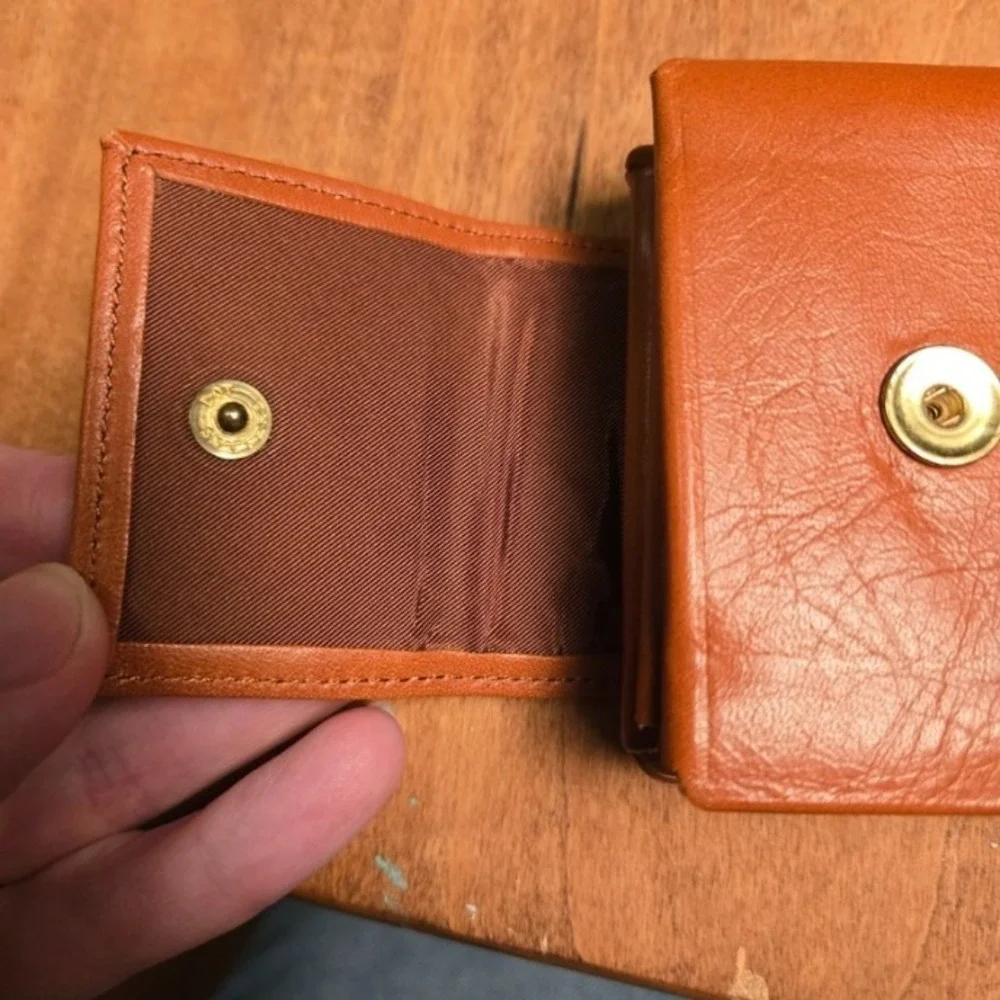 BUXTON Convertible Leather Tan Bifold Wallet‎ Top Grain Cowhide  MCM Vintage